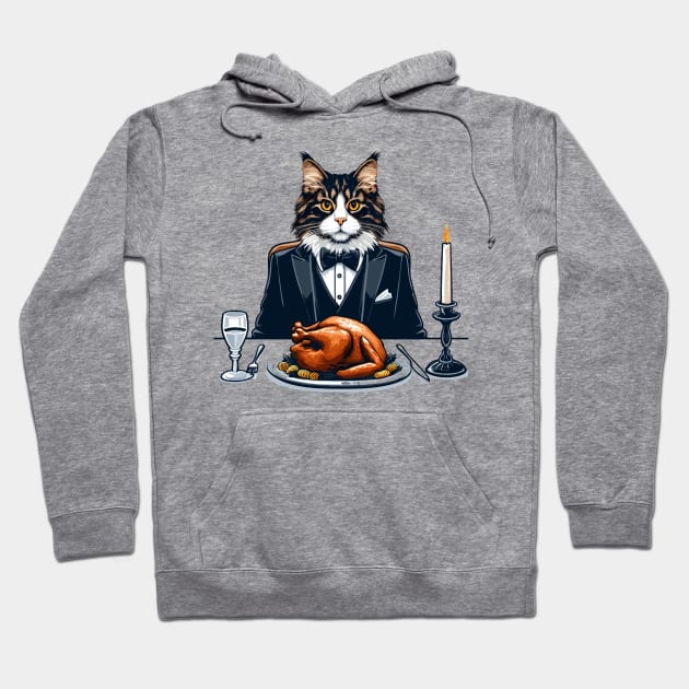 Happy Thanksgiving Maine Coon Cat Hoodie by Graceful Designs